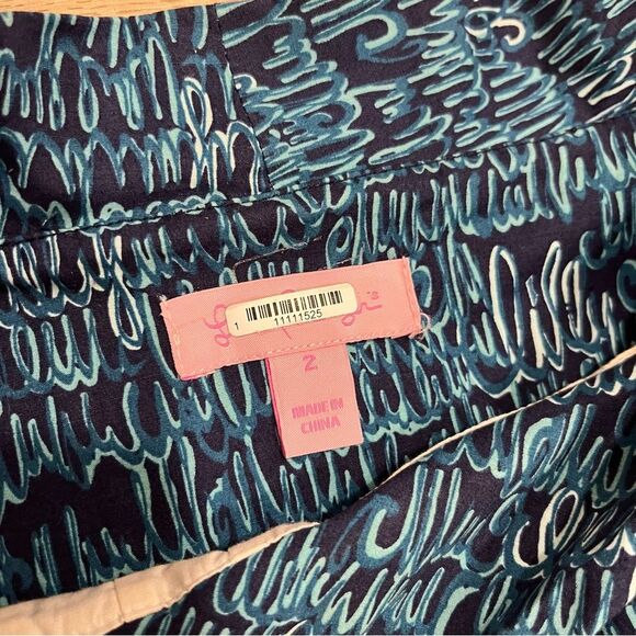 Lilly Pulitzer Blue Signature Sleeveless Cowl Neck Retro Jackie O Dress Size 2 - Picture 3 of 7